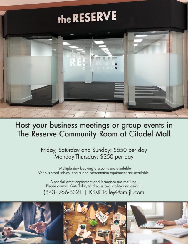 Host your business meetings or group events in The Reserve Community Room at Citadel Mall
