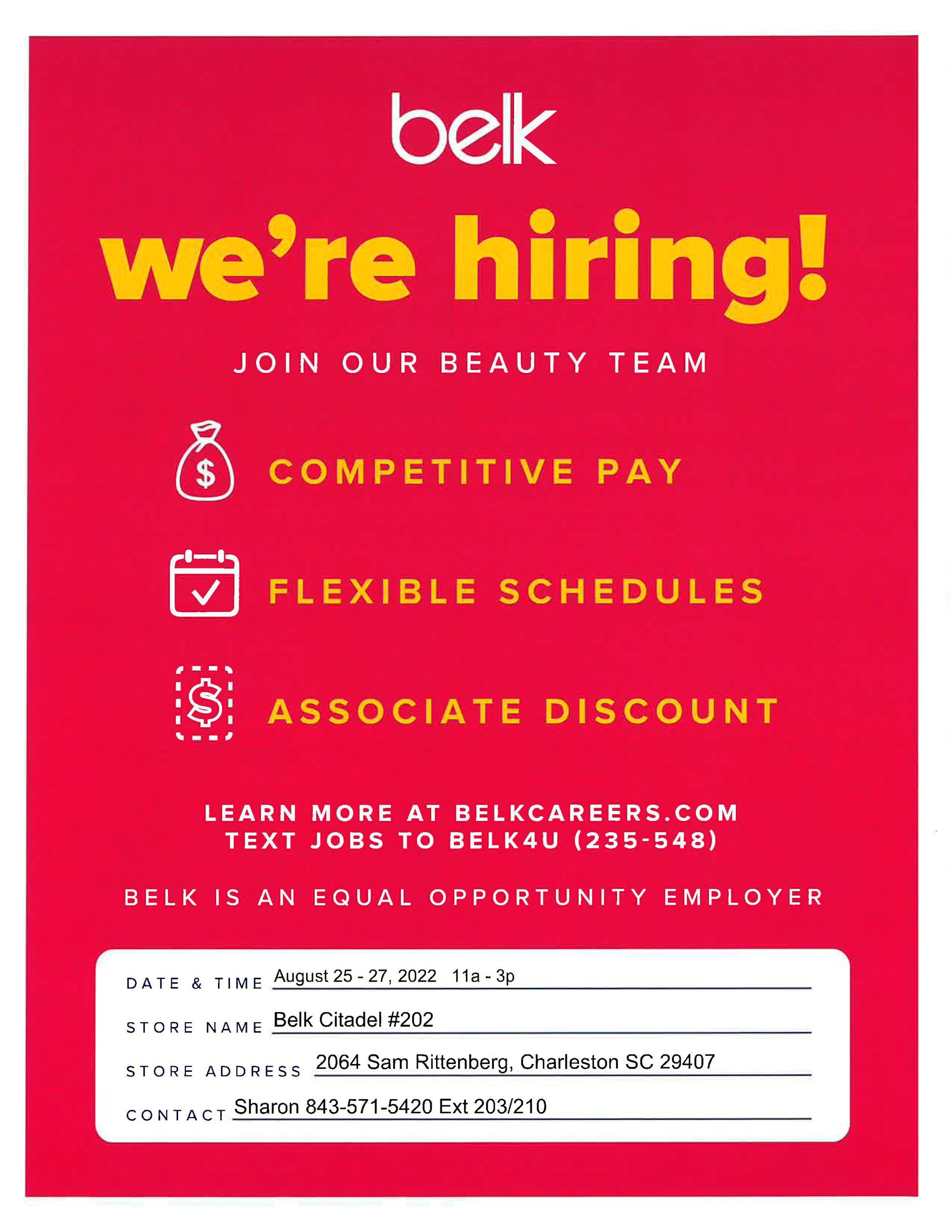 Belk is Hiring Citadel Mall